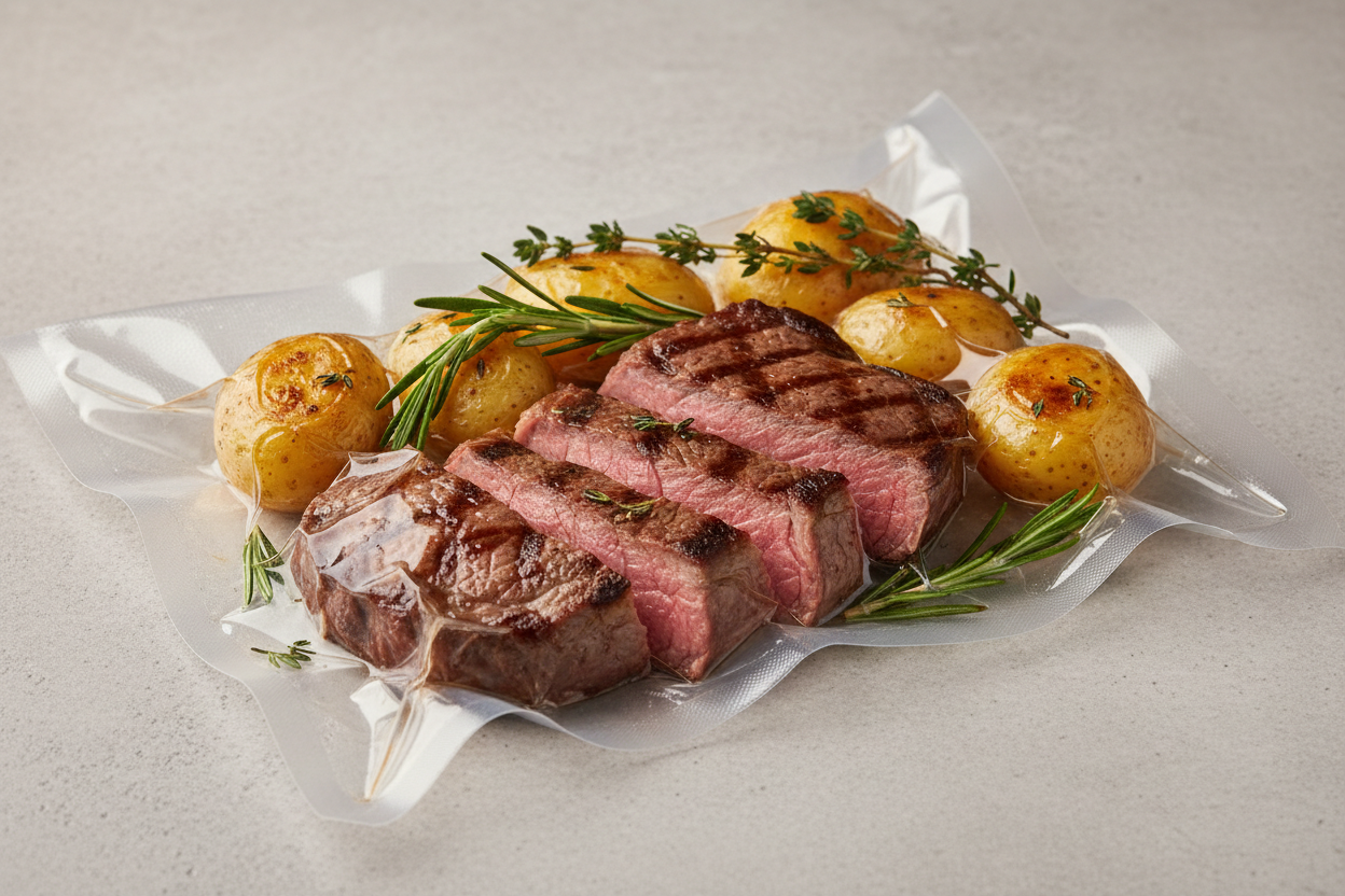 Bife braseado con papas