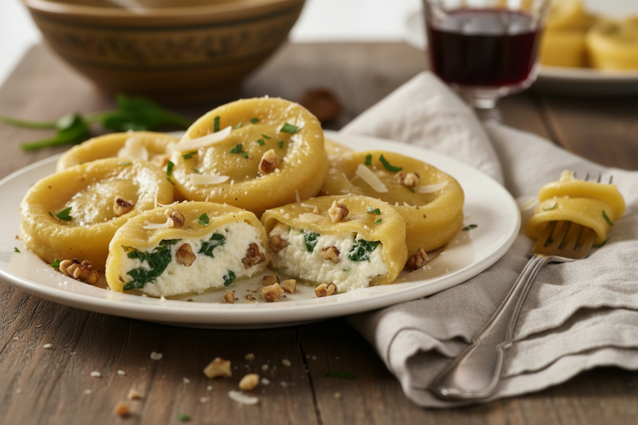 Sorrentinos de Espinaca, Ricotta y Nueces Picantes